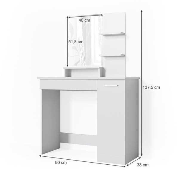 Vicco Julia sminkbord, Vit, 90 cm