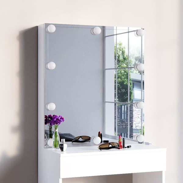 Vicco Melle sminkbord, Vit, 68 cm med LED-belysning