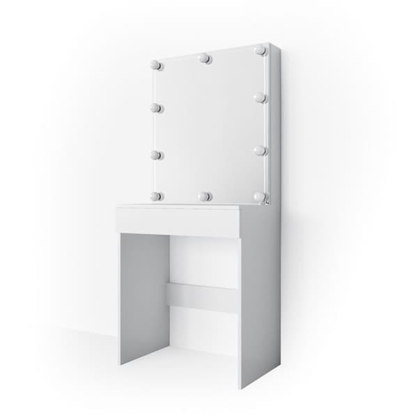 Vicco Melle sminkbord, Vit, 68 cm med LED-belysning