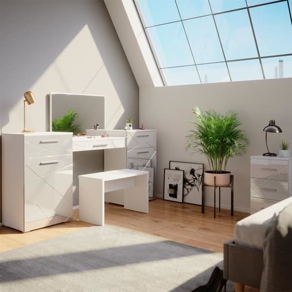 Vicco Irma Ultrablank vit sminkbord + Bank