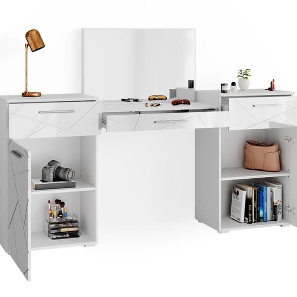 Vicco Irma sminkbord, Högblank vit, 190 cm