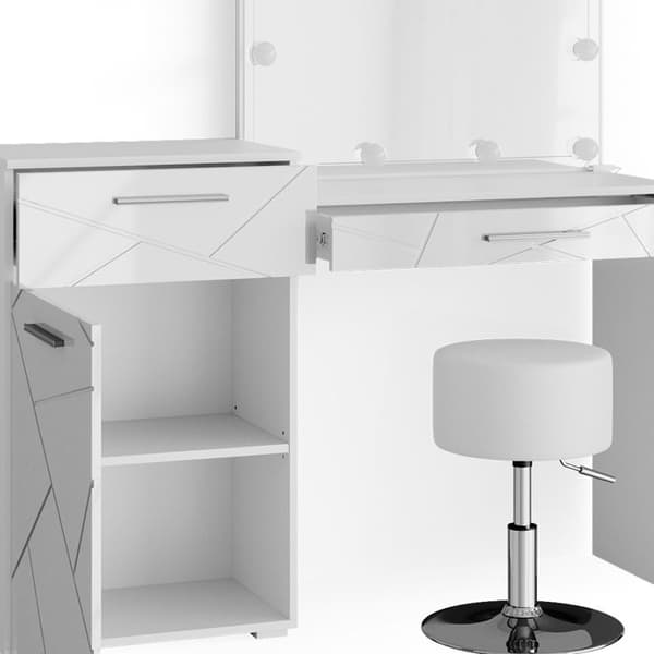 Vicco Irma sminkbord, Vit, 135 cm med LED-belysning