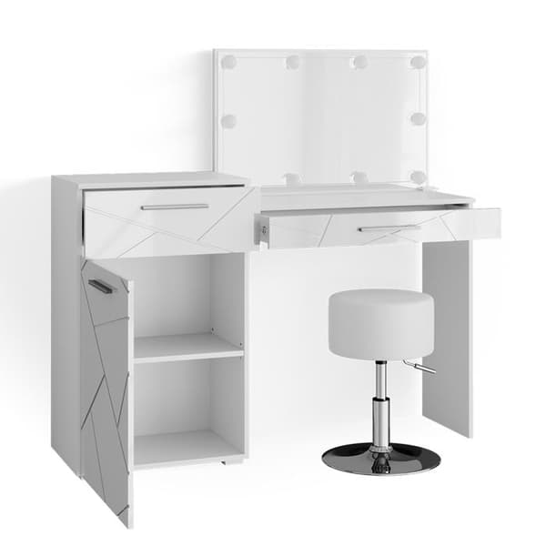 Vicco Irma sminkbord, Vit, 135 cm med LED-belysning