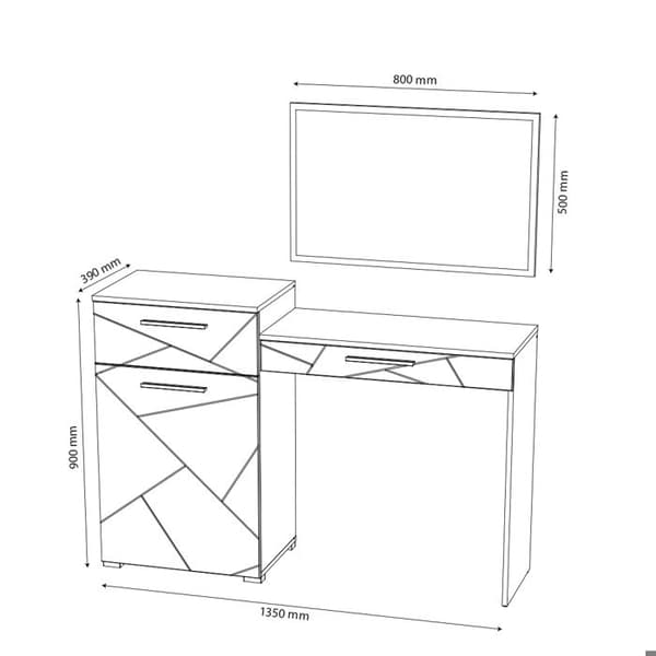 Vicco Irma sminkbord, Högblank vit, 135 cm