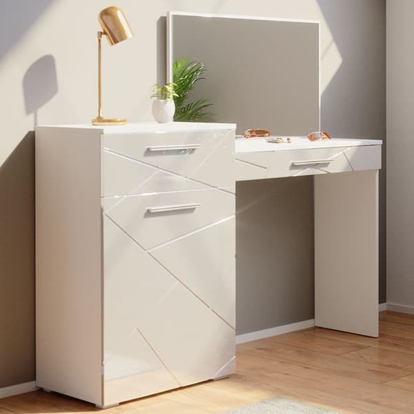 Vicco Irma sminkbord, Högblank vit, 135 cm