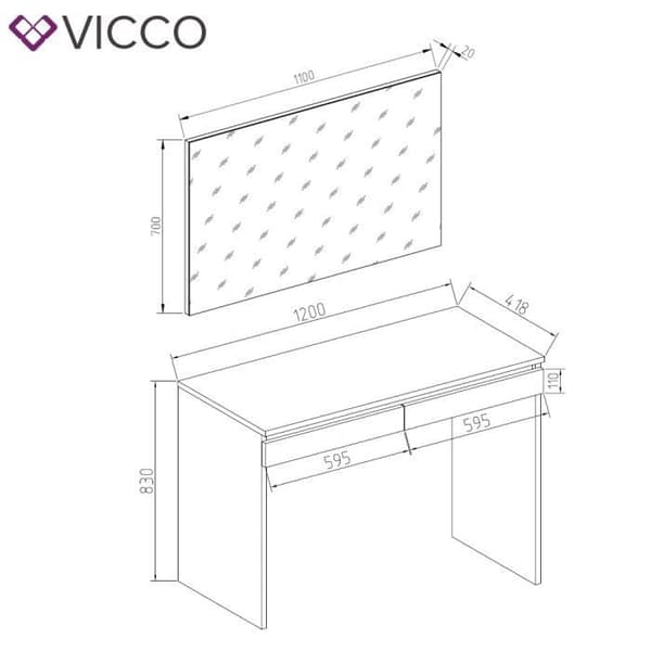Vicco Emma sminkbord sminkbord vit sminkbord byrå sonoma
