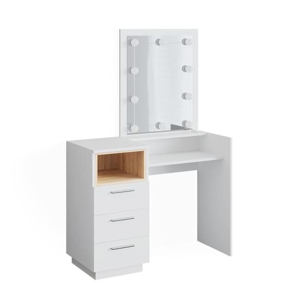 Vicco Beatrice sminkbord, Vit, 100 cm med LED-belysning
