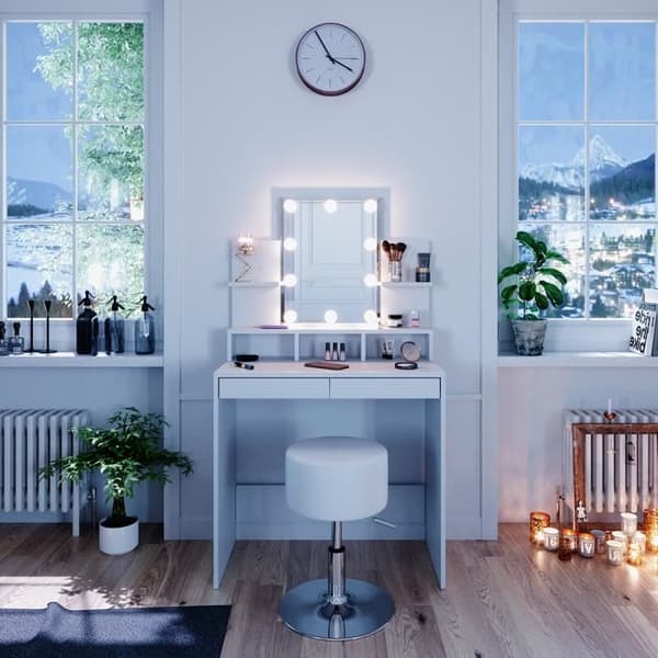 VICCO Ania sminkbord vit + pall + LED