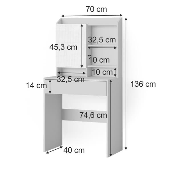 Vicco Laura sminkbord, Vit, 70 cm