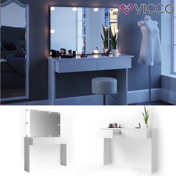 Vicco Azur sminkbord blankvit med LED