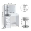 Miniatyrbild 3 av 6: Vicco Meryl sminkbord, Vit, 80 cm med LED-belysning och pall