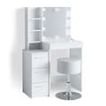 Miniatyrbild 1 av 6: Vicco Meryl sminkbord, Vit, 80 cm med LED-belysning och pall