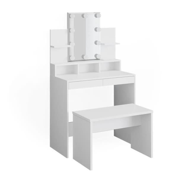 VICCO Ania sminkbord vit + bänk + LED