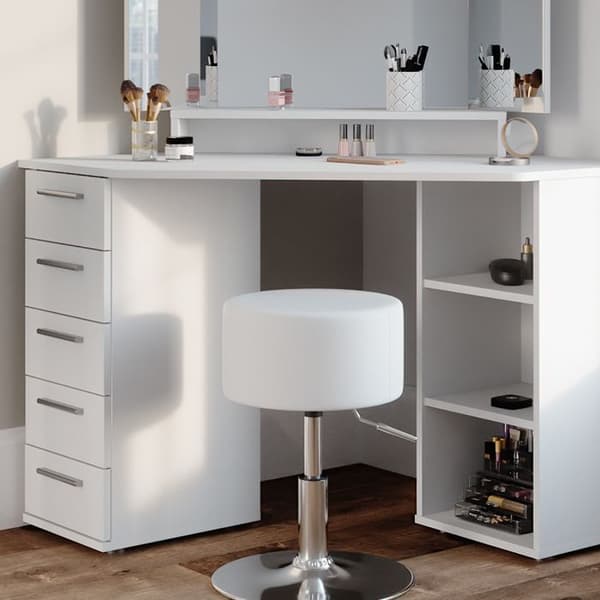 Vicco Sofia sminkbord, Vit, 128 cm med pall