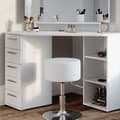 Miniatyrbild 5 av 6: Vicco Sofia sminkbord, Vit, 128 cm med pall