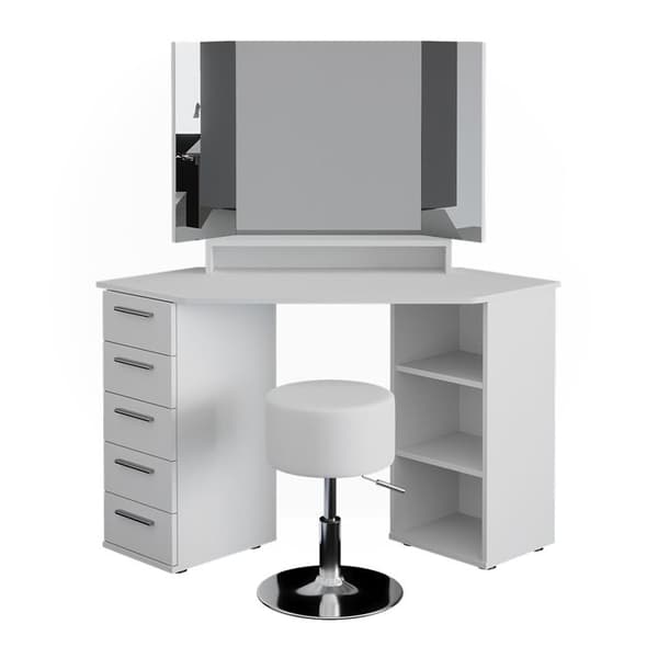 Vicco Sofia sminkbord, Vit, 128 cm med pall