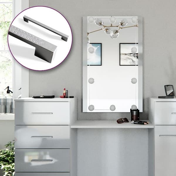 Vicco Zoe sminkbord, Vit, 140 cm med LED-belysning