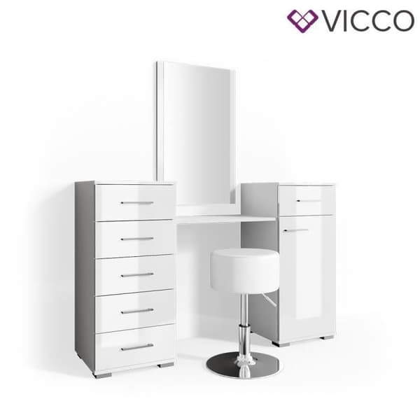 VICCO Zoe Vit sminkbord med pall