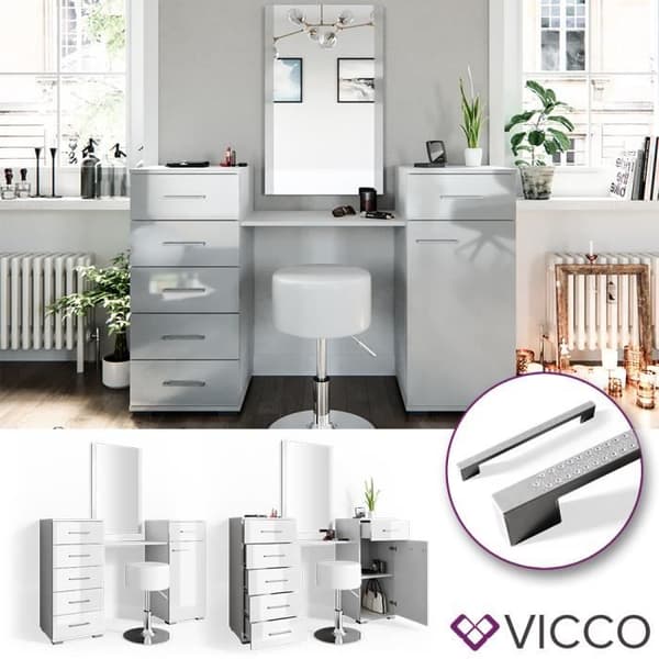 VICCO Zoe Vit sminkbord med pall