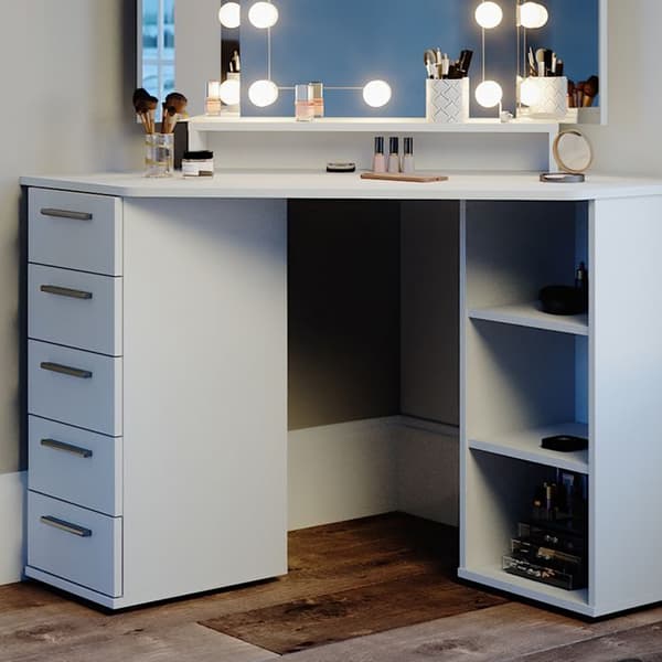 Vicco Sofia sminkbord, Vit, 128 cm med LED-belysning