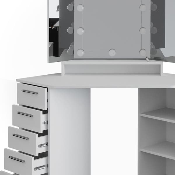 Vicco Sofia sminkbord, Vit, 128 cm med LED-belysning