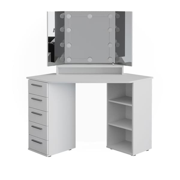 Vicco Sofia sminkbord, Vit, 128 cm med LED-belysning