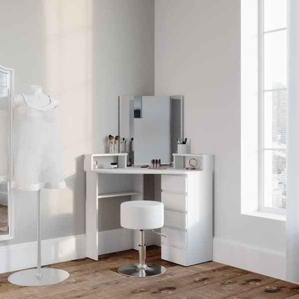 Vicco Hörn sminkbord Sminkbord Bord Tilda sminkbord byrå vit spegel (Pall) Hylla