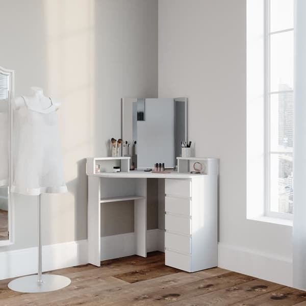Vicco Hörn sminkbord Sminkbord Bord Tilda sminkbord kista Vit spegel Hylla
