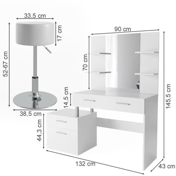VICCO Maria sminkbord vit + pall