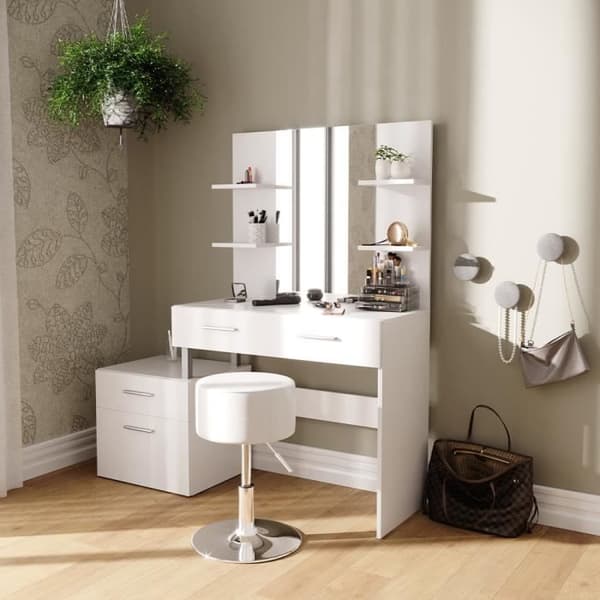 VICCO Maria sminkbord vit + pall