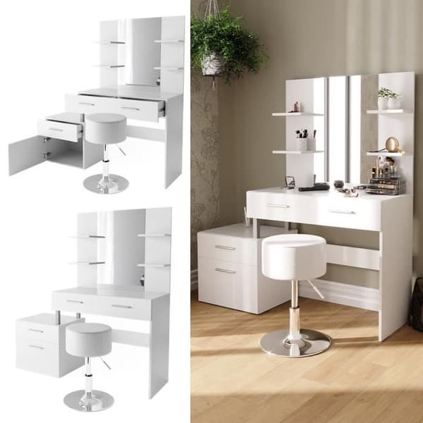 VICCO Maria sminkbord vit + pall