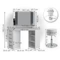 Miniatyrbild 3 av 6: Vicco Sofia sminkbord, Vit, 128 cm med LED-belysning och pall