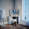 Miniatyrbild 4 av 6: Vicco Sofia sminkbord, Vit, 128 cm med LED-belysning och pall