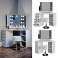 Miniatyrbild 2 av 6: Vicco Sofia sminkbord, Vit, 128 cm med LED-belysning och pall