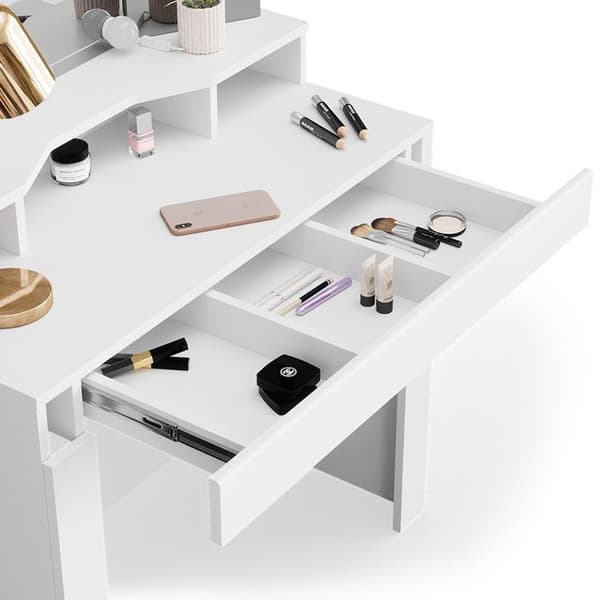 Vicco Nora sminkbord, Vit, 90 cm med LED-belysning