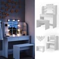 Miniatyrbild 2 av 6: Vicco Charlotte sminkbord, Vit, 108 cm med LED-belysning och bänk