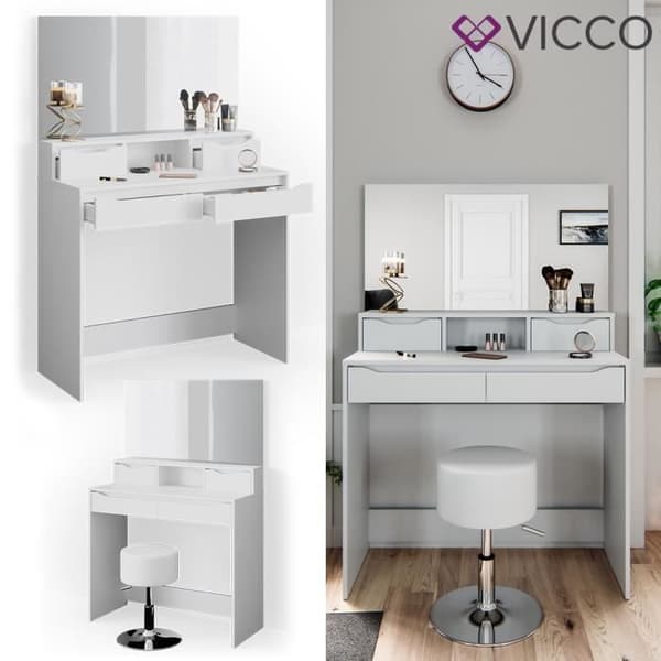 Vicco Ruben sminkbord vitt med pall