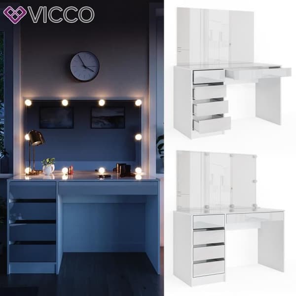 VICCO Sherry White sminkbord med LED