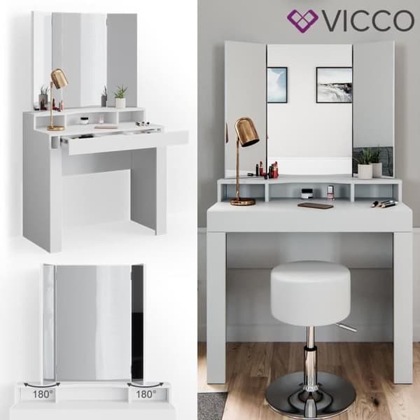 VICCO Nora White sminkbord med pall