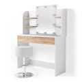 Miniatyrbild 1 av 6: Vicco Charlotte sminkbord, Vit/Sonoma, 108 cm med LED-belysning och pall