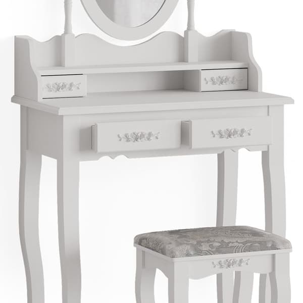 Vicco Meghan sminkbord, Vit, 75 cm med pall