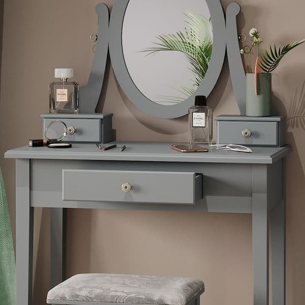 Vicco Annie sminkbord, Grå, 75 cm med pall