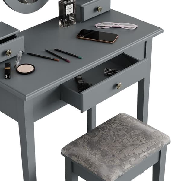 Vicco Annie sminkbord, Grå, 75 cm med pall