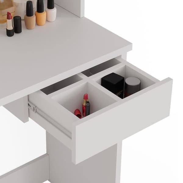 Vicco Dekos sminkbord, Vit, 75 cm med LED-spegel