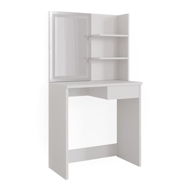 Vicco Dekos sminkbord, Vit, 75 cm med LED-spegel