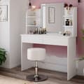 Miniatyrbild 5 av 6: Vicco Charlotte sminkbord, Vit, 106 cm med LED-spegel och pall