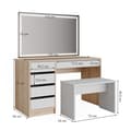 Miniatyrbild 3 av 6: Vicco Sherry sminkbord, Vit/Sonoma, 120 cm med LED-spegel och pall