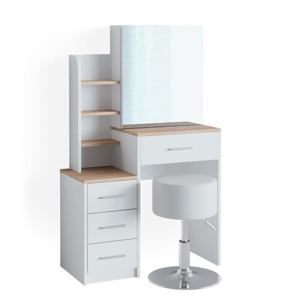 Sminkbord med pall - Vicco - Conrada - Vit Sonoma