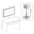 Miniatyrbild 3 av 6: Vicco Emma sminkbord, Vit, 120 cm med LED-spegel och pall