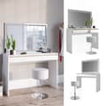 Miniatyrbild 2 av 6: Vicco Emma sminkbord, Vit, 120 cm med LED-spegel och pall